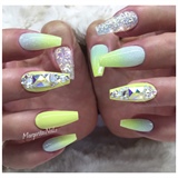 Yellow Ombr&#233; Coffin Nails 