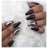 Black And Silver Coffin Nails 