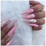 Nude And Pink Stiletto Nails 