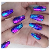 Blue And Purple Coffin Nails 