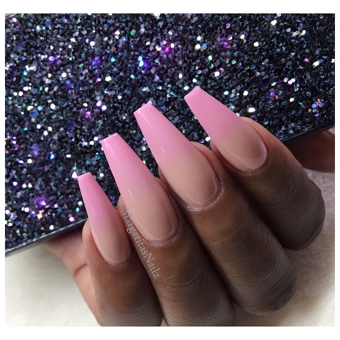 Nude And Pink Ombr&#233; Coffin Nails 