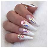 White Bling Coffin Nails 