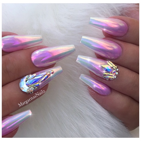 Chrome Ombr&#233; Coffin Nails 