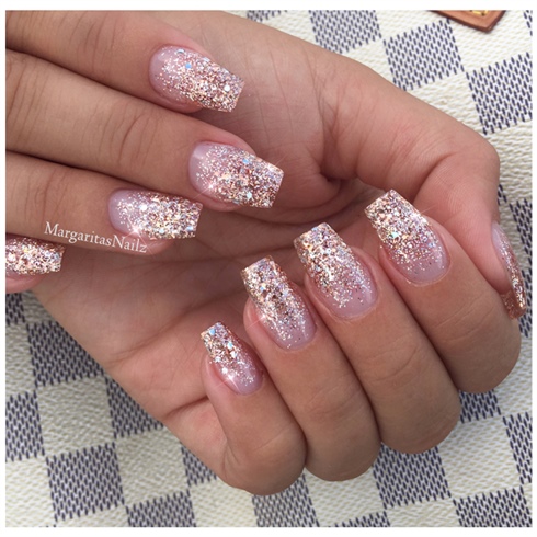 Rose Gold Glitter Ombr&#233; Nails 