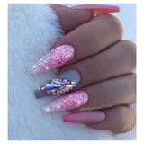 Pink And Grey Coffin Nails 