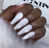 White Glitter Coffin Nails 
