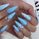 Baby Blue Bling Almond Nails 