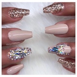 Nude Rose Gold Coffin Nails 