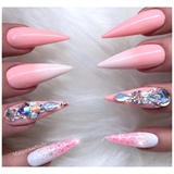 Pink Ombr&#233; Bling Stiletto Nails 