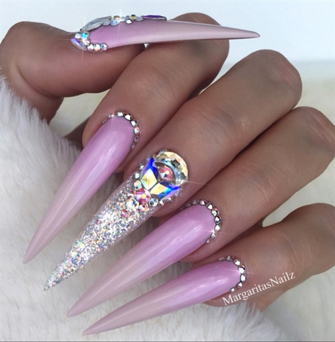 Nude And Lavender Ombr&#233; Bling Stilettos 
