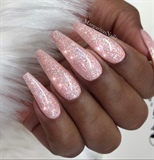 Sparkly Nude Glitter Coffin Nails 