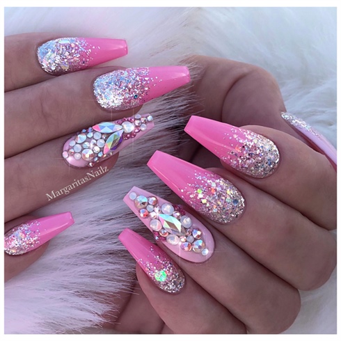 Pink Barbie Ombr&#233; Glitter Nails 