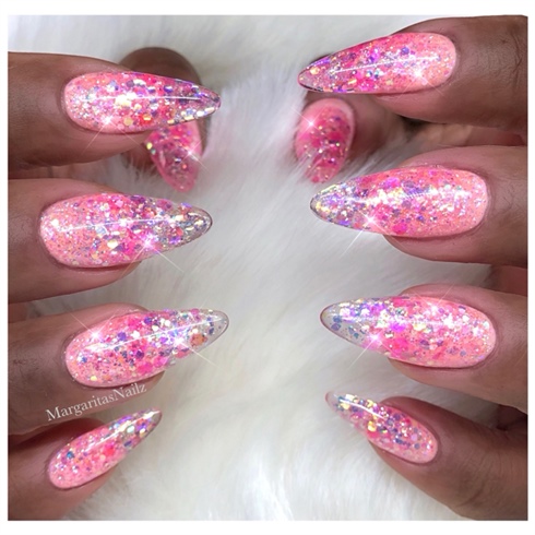 Sparkly Pink Glitter Ombr&#233; Nails 