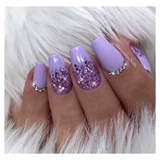 Purple Glitter And Matte Lavender Nails
