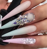 Pastel Ombr&#233; Bling Stiletto Nails 