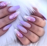 Lilac Ombr&#233; Glitter Coffin Nails 