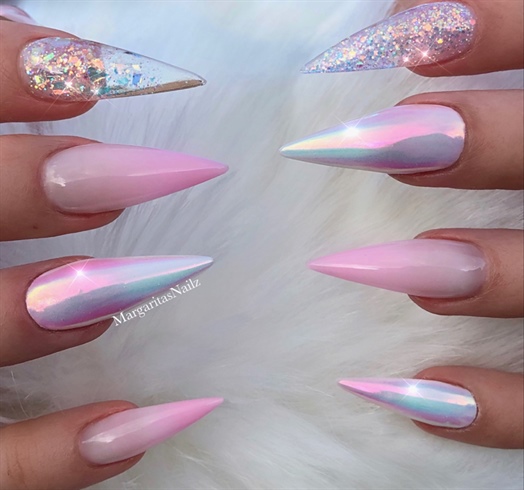 Baby Pink Ombr&#233; Glitter Clear Stilettos 