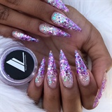 Purple Glitter Ombr&#233; Stiletto Nails 