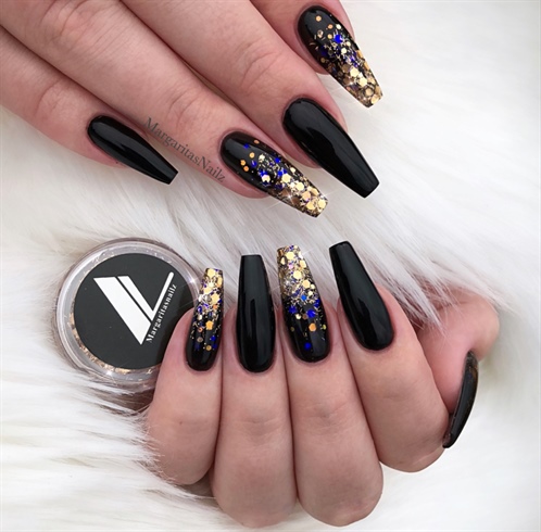 Rose Gold Ombré Black Coffin Nails - Nail Art Gallery