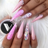 Baby Pink Glitter Bling Stiletto Nails