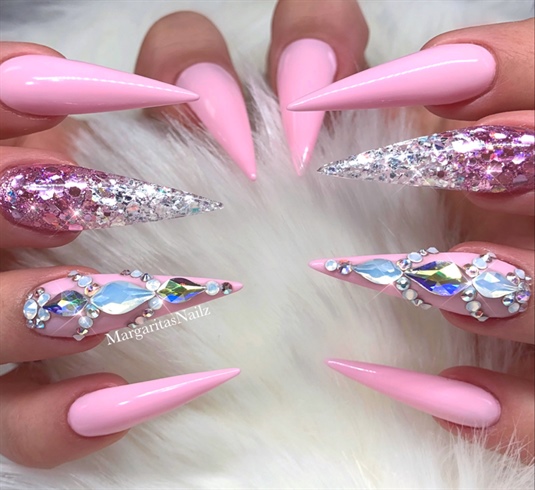 Baby Pink Bling Glitter Ombr&#233; Stilettos 