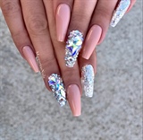 Nude Bling Glitter Coffin Nails 