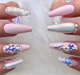 Baby Pink Bling Glitter Coffin Nails 