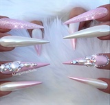 Cream Pink Ombr&#233; Chrome Bling Stilettos
