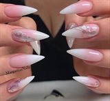 White Pink Ombr&#233; Fade Stiletto Nails 