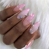 Baby Pink Glitter Ombr&#233; Almond Nails 