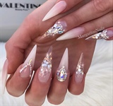 Clear Glitter Ombr&#233; Bling Almond Nails 