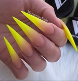 Neon Yellow Ombr&#233; Matte Stiletto Nails 