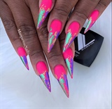 Bright Neon Pink Matte Stiletto Nails 