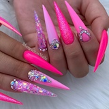 Neon Pink Ombr&#233; Glitter Bling Stilettos
