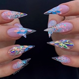 Clear Sculpted Gel Unicorn Bling Nails