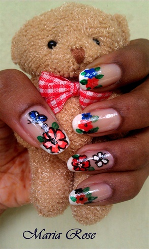 Butterfly Floral Simple nail art 