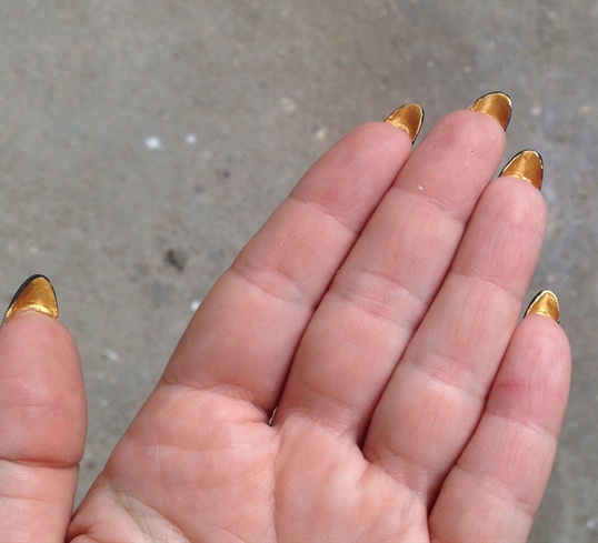 Never forget about the underneath of the nail.Use the gold used on the top.