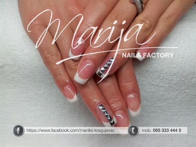 Metal rivets with frenc manicure