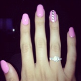 Pink Nails With White Rhinestones 