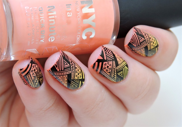 Sunset aztec nails