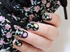Black floral nails