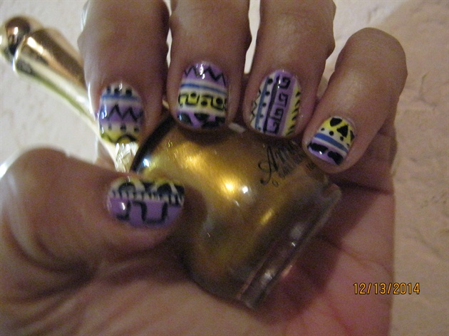 purple, &amp; yellow tribal nails