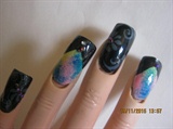 dark blue teal  nails over acrylic 