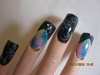 dark blue teal  nails over acrylic 