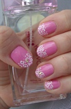 Pink nails with white details