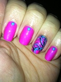 Bright Pink With Blue And Black Swirls