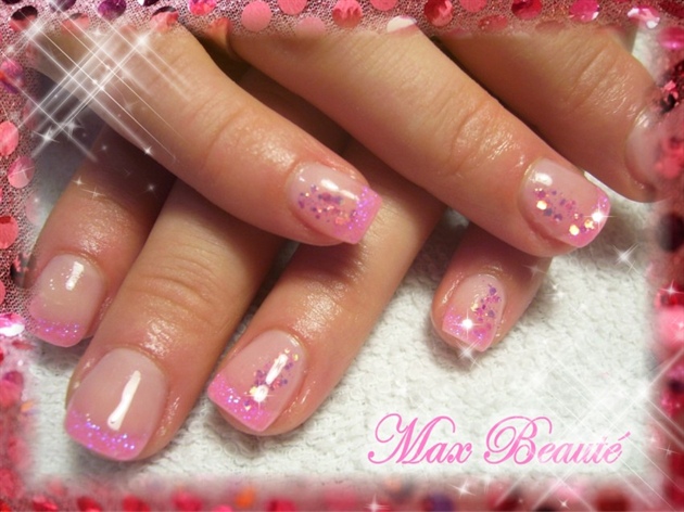 Pink shimmer on natural nails
