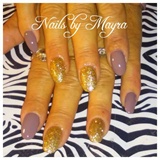 taupe and glitter nails
