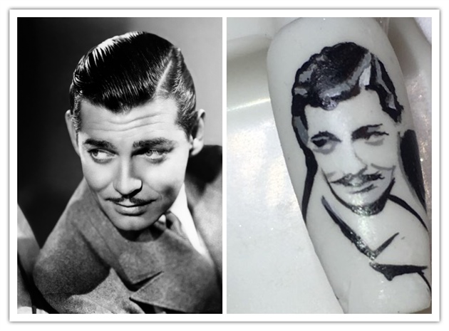 I wanted to include Clark Gable because he was one of Marilyn's favorite actors...imagine that! His favorite place to eat on the strip was the Brown Derby. Ive used the above photo for inspiration and painted him in black and white art-paint, leaving the negative space to do the work.