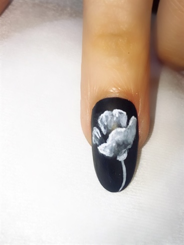 On the black nails, anything I wanted to be in color, I first painted in white acrylic. Once it dried, I went back over it with the colors. This makes the colors pop more on the surface of the dark nail. 
